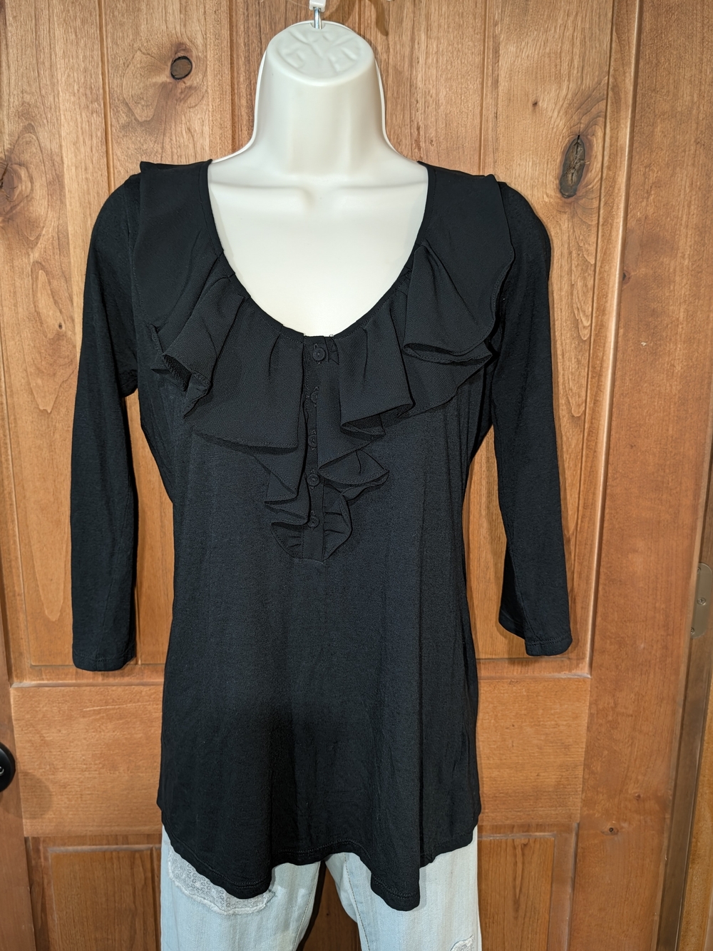GAP Black Ruffle Scoop-Neck Blouse
